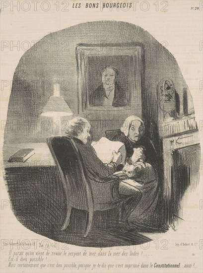 Il parait qu'on vient de revoir le serpent de mer ..., 19th century. Creator: Honore Daumier.