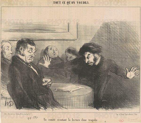 Un comité écoutant la lecture d'une tragédie, 19th century. Creator: Honore Daumier.