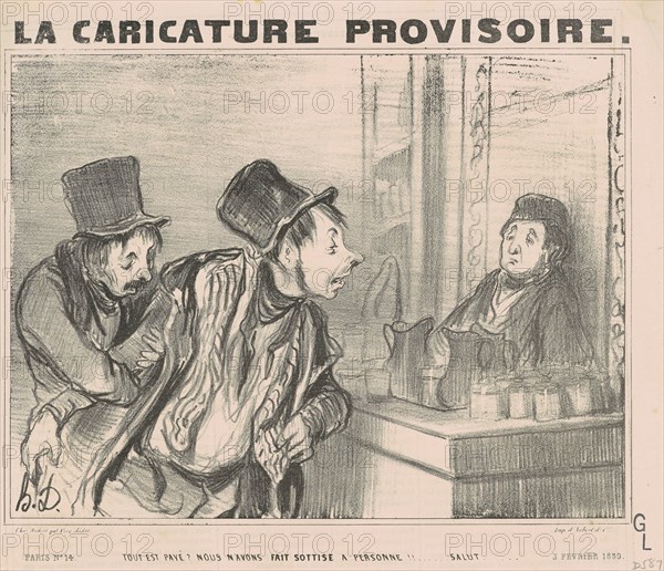 Tout est payé? Nous n'avons fait...salut, 19th century. Creator: Honore Daumier.