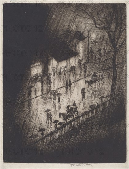 Rainy Night, Charing Cross Shops, 1903. Creator: Joseph Pennell.