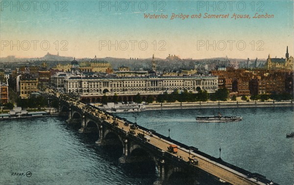 'Waterloo Bridge and Somerset House, London', c1910. Creator: Unknown.