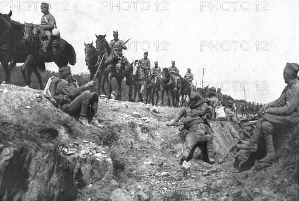 'La resistance Serbe; Troupes serbes, ramenees de la frontiere bulgare, pour e'tre...1915 (1924). Creator: Unknown.