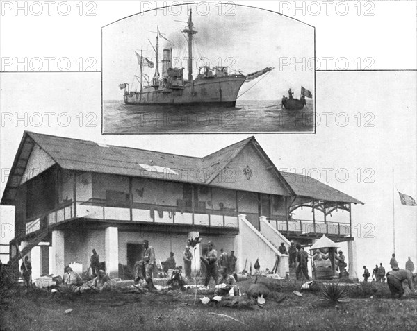 'En Asie, En Afrique, Au Congo; Le batiment administratif du poste Coco-Beach..., 1914 (1924) Creator: Unknown.