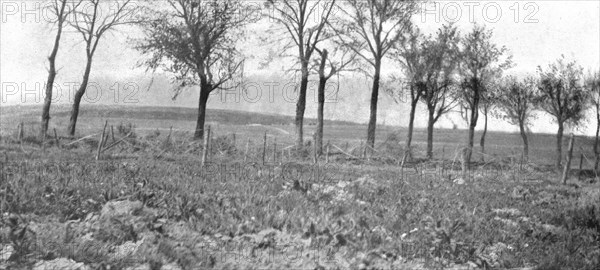 'Le Champ de Bataille; La route d'Esnes a Bethincourt, entre le Mort-Homme et la..., 1916 (1924) Creator: Unknown.