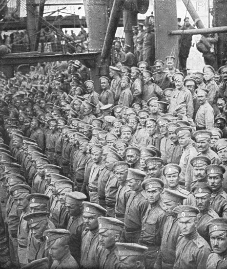 ''L'arrivee des russes; Sur le pont de l'Himalaya', 1916 (1924) Creator: Unknown.