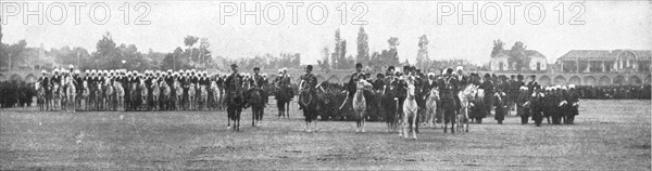 'Les Russes en perse et en armenie; Les 'Cosaques' du shah alignes le 8 janvier 1916..., (1924) Creator: Unknown.