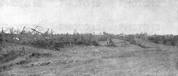 'Le depart de l'attaque; en terrain reconquis: les defenses allemandes bouleversees..., 1916 (1924) Creator: Unknown.