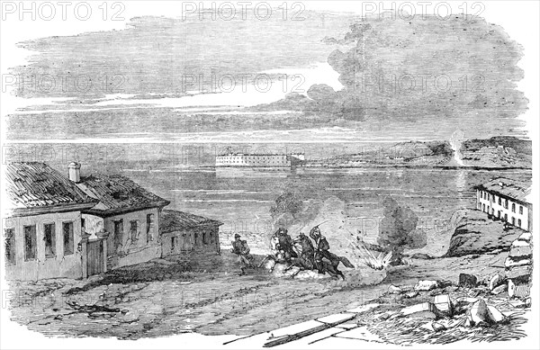 Sebastopol - Entrance to the Harbour, near Fort Nicholas - sketched by E. A. Goodall, 1856.  Creator: Edward Alfred Goodall.