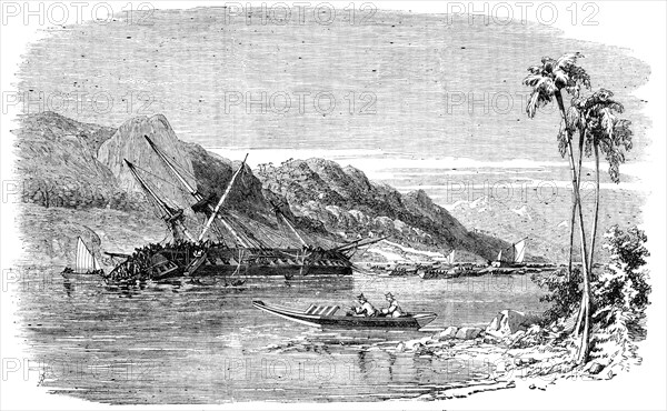Scene of the Recent Earthquake in Japan - Sinking of "The Diana", 1856. From "Illustrated London Ne Creator: Unknown.