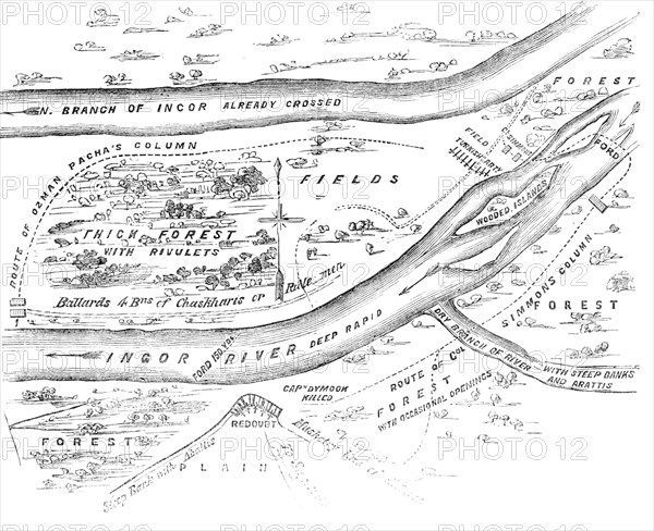 Plan of the Passage of the Ingour, 1856.  Creator: Unknown.