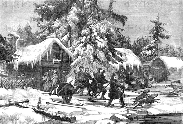 Bear-hunting in Sweden, 1856.  Creator: Unknown.