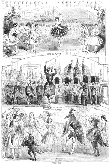 Christmas Pantomimes: Drury Lane; Haymarket; Princess', 1856.  Creator: Unknown.