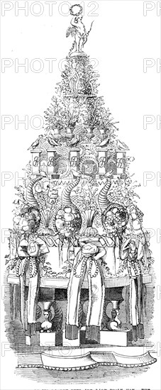 Marriage of Sir Robert Peel and Lady Emily Hay - the Bridecake, 1856.  Creator: Unknown.