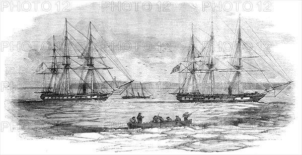 Kinburn - the "Curacoa" and "Tribune" Steam-frigates, and "Beagle" Gun-boat, in the Ice, 1856.  Creator: Unknown.