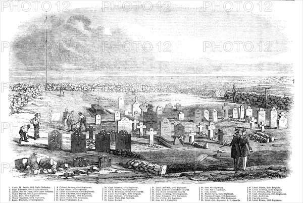 The Fourth Division Burial-ground, on Cathcart's Hill, Crimea, 1856.  Creator: Unknown.