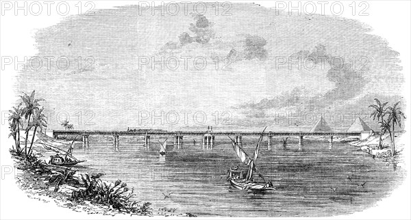 Wrought-Iron Railway-Bridge across the Nile, at Benha, 1856.  Creator: Unknown.