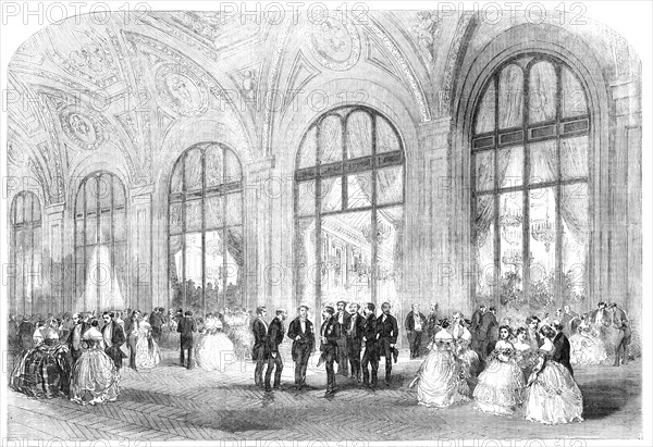 The Ball given by the Minister of the United States, at the Hotel du Louvre, Paris, 1856.  Creator: Unknown.