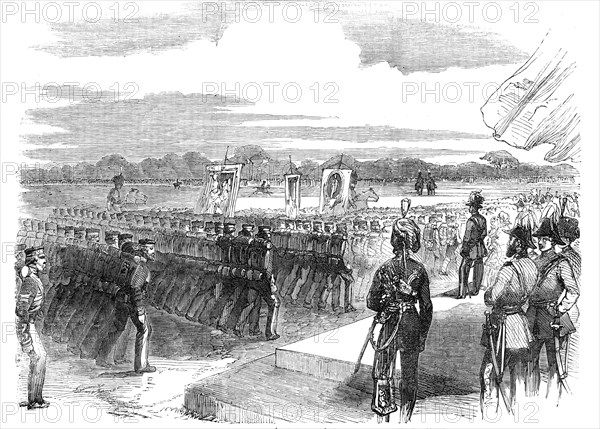 Officers and Privates of the Siege-Train (Royal Artillery) Passing Before the Queen, at Woolwich, 18 Creator: Unknown.