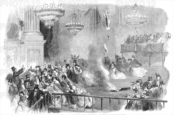 The Burning of Covent-Garden Theatre - Flight of the Masqueraders, 1856.  Creator: Unknown.