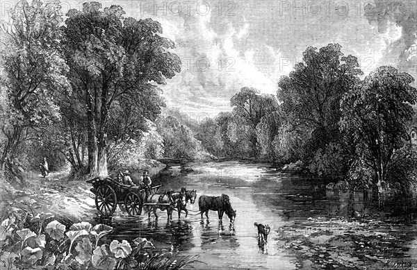 Summer Time - Crossing the Ford - painted by T. J. Soper - from the Exhibition of the National Ins Creator: Mason Jackson.