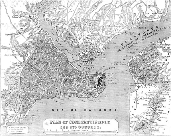 Plan of Constantinople and its Suburbs, 1856.  Creator: John Dower.