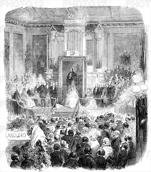 Presentation to Viscountess Dungannon, in Victoria Hall, Belfast - from a photograph by Glyde, of Be Creator: Unknown.