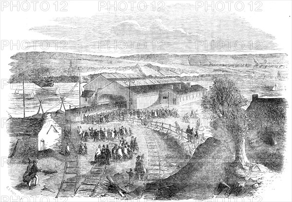 Opening of the South Wales Extension Railway, to Milford Haven, 1856.  Creator: Ebenezer Landells.