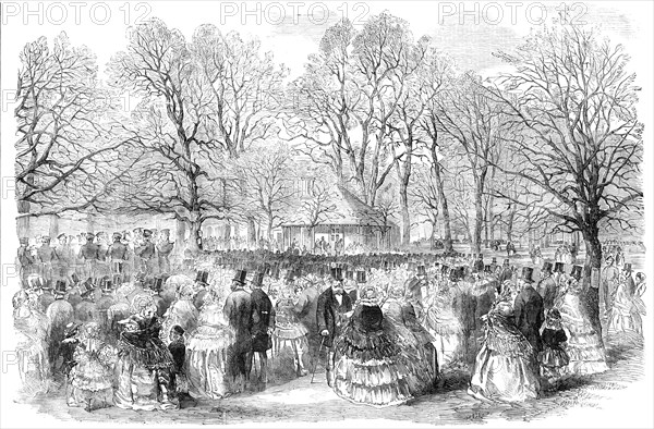 The Band of the Royal Horse-Guards, Blue Playing in Kensington-Gardens, 1856.  Creator: Unknown.