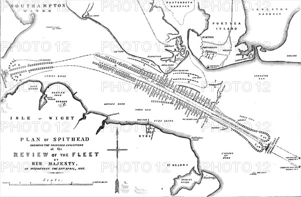 Plan of Spithead showing the Proposed Evolutions at the Review of the Fleet by Her Majesty, on Wedne Creator: Unknown.