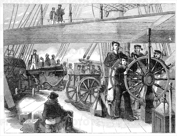 The Grand Naval Review, at Spithead: Main-Deck of "The Blenheim" - sketched by J. W. Carmichael, 185 Creator: Unknown.