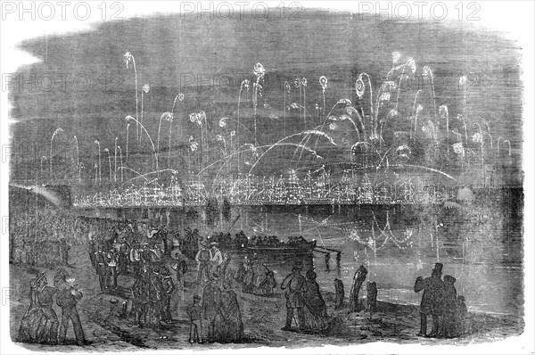 The Naval Review: Illumination of the Fleet - drawn by R. Leitch, 1856.  Creator: Unknown.