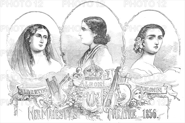 Prime Donne at Her Majesty's Theatre: Albertini, Alboni and Piccolomini, 1856.  Creator: Unknown.