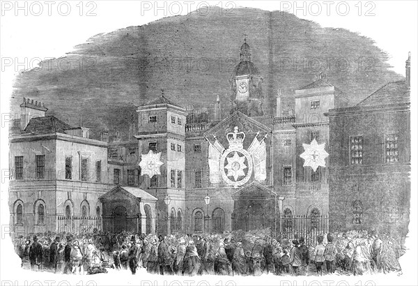 The Peace Illuminations - the Horse Guards, Whitehall Front, 1856.  Creator: Unknown.