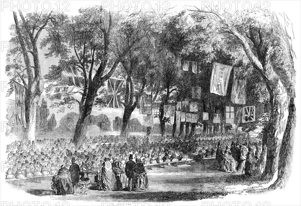 The Peace Commemoration at Lynn - School Children's Festival, in the Public Walks, 1856.  Creator: Unknown.