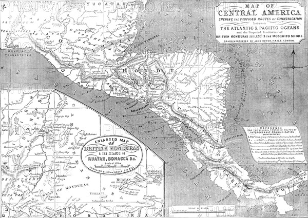 Map of Central America shewing the Proposed Routes of Communication between the Atlantic & Pacific O Creator: John Dower.