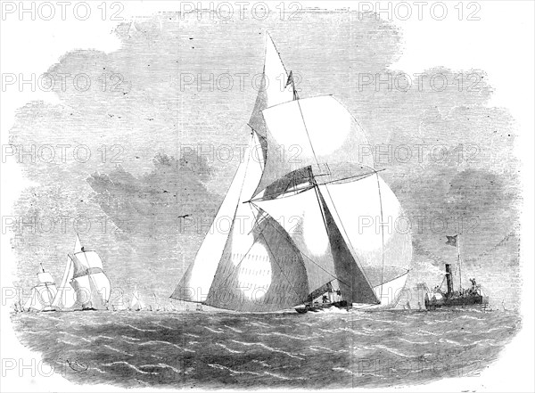 Boston Regatta, the "Waterwitch", Winner of the Cup, off Frieston Shore, 1856.  Creator: Edwin Weedon.