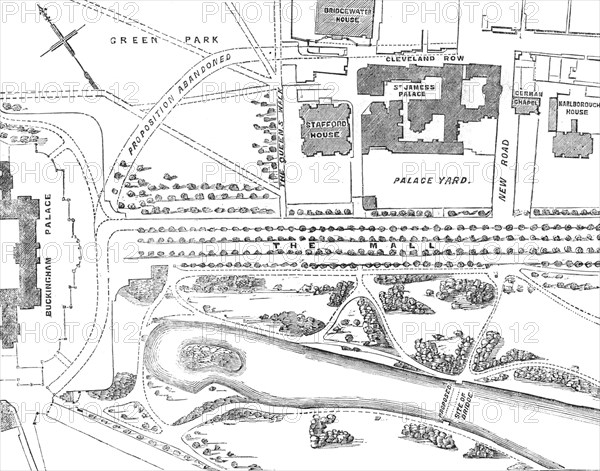 Plan of the New Opening into St. James's-Park, 1856.  Creator: Unknown.