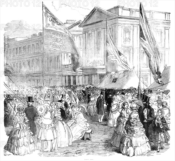 Fancy Bazaar at the Wellington Barracks, St. James's-Park, 1856.  Creator: Unknown.