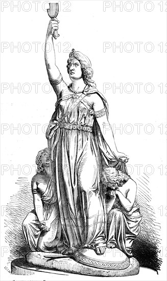 Queen Boadicea - J. Thomas, sculptor - from the Exhibition of the Royal Academy, 1856.  Creator: J. R. C..
