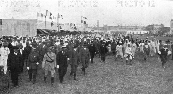 'L'inauguration de la Foire de Fez; le general Lyautey, resident general du Maroc..., 1916. Creator: Schmit et Ratel.