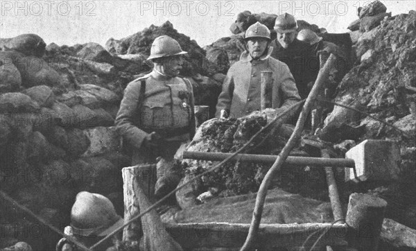 'La visite du President de la Republique au front de Verdun; precede par le general Nivelle..., 1916 Creator: Unknown.