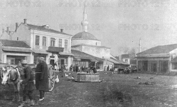 'Sur la route de Monastir; un coin de la Grande Place de Monastir', 1916. Creator: Unknown.