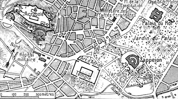 'Athenes vue en avion; Plan correspondant a la photographie ci-dessous', 1916. Creator: Unknown.