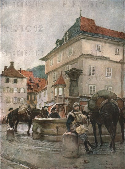 'Un fontaine a Thann', 1915. Creator: Francois Flameng.