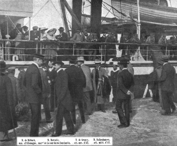 'Les vepres Atheniennes; le depart des ministres ennemis d'Athenes : photographie..., 1916. Creator: Unknown.