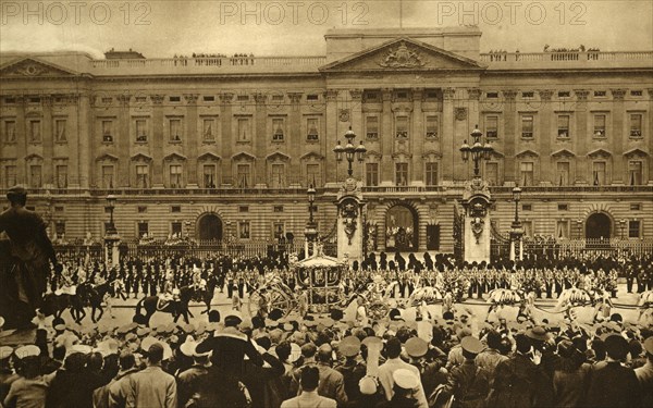 'The Coronation Coach Viewed From Queen Victoria Memorial', 1937. Creator: Photochrom Co Ltd of London.