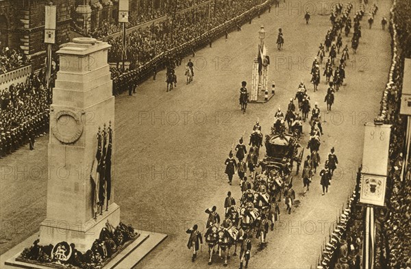 'The State Coach Passing the Cenotaph', 1937. Creator: Photochrom Co Ltd of London.