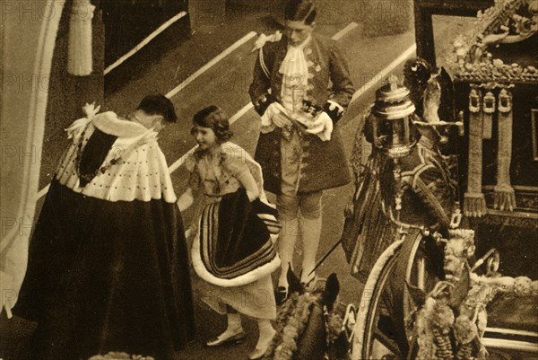 'Princess Elizabeth Arriving at Westminster Abbey', 1937. Creator: Photochrom Co Ltd of London.