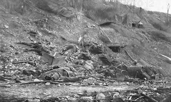 'Fauches Par Notre Artillerie; Cadavres allemands dans un chemin creux..., 1916 (1924 Creator: Unknown.