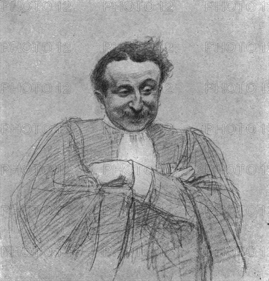 'Le defaitisme et les grands proces; le proces Caillaux; Me de Moro-Giafferi, au cours de sa...,1920 Creator: E Friant.